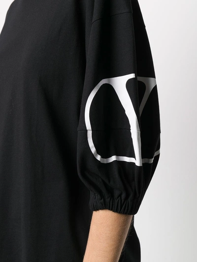 Shop Valentino Vlogo Puff Sleeves T-shirt In Black