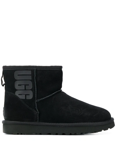 Shop Ugg Logo Print Ankle Boots In Black