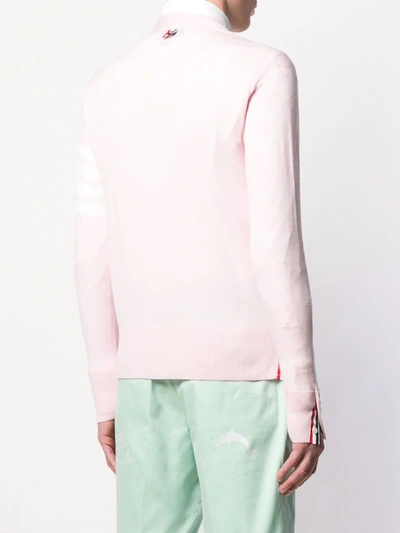 Shop Thom Browne 4-bar V-neck Merino Cardigan In Pink