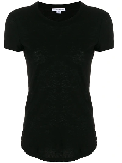 Shop James Perse Sheer Slub Crew Neck Tee In Black