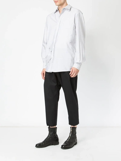 Shop Moohong Double Collar Shirt In Grey