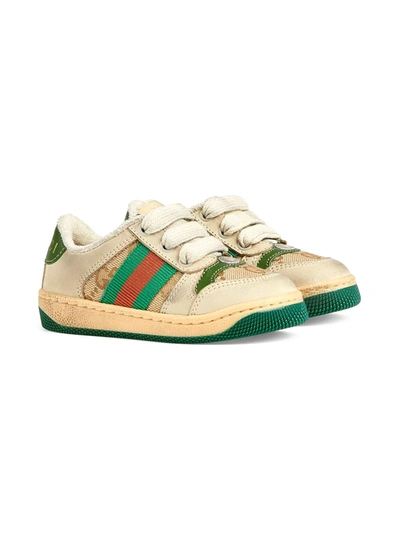 Shop Gucci Screener Low-top Sneakers In Neutrals