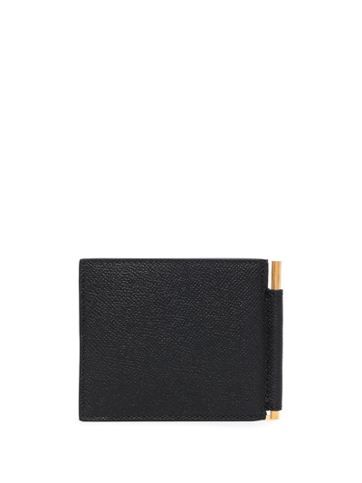 Shop Tom Ford Money-clip Leather Wallet In Black
