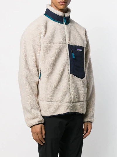 Shop Patagonia Zip-up Shearling Jacket In Neutrals