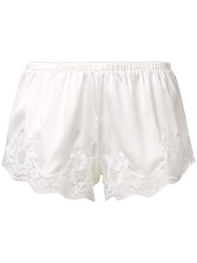 Shop Dolce & Gabbana Lace-detail Satin Shorts In White