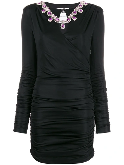 Shop Moschino Crystal-embellished Ruched Dress In Black