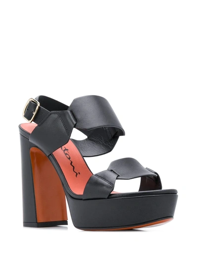 Shop Santoni Link-strap Platform Sandals In Black