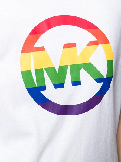 Shop Michael Michael Kors Rainbow Logo T-shirt In White