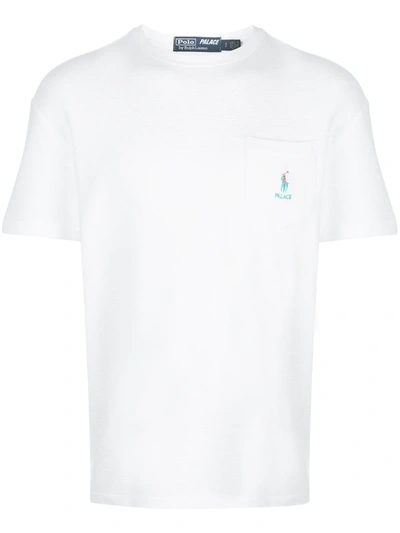 Shop Palace X Polo Ralph Lauren Logo Embroidered T-shirt In White