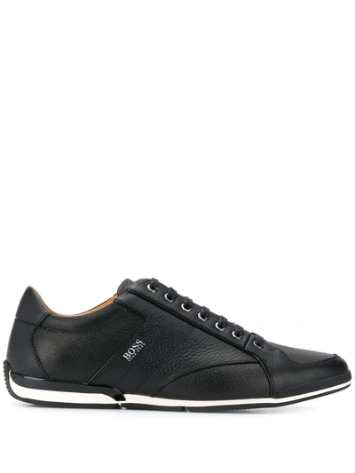 Shop Hugo Boss Logo Print Sneakers In Black