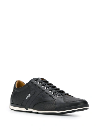 Shop Hugo Boss Logo Print Sneakers In Black