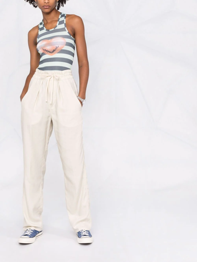 Shop Isabel Marant Étoile Drawstring-waist Cotton Track Pants In Neutrals