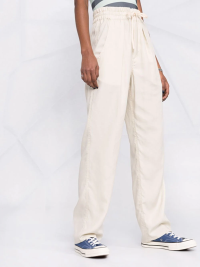 Shop Isabel Marant Étoile Drawstring-waist Cotton Track Pants In Neutrals