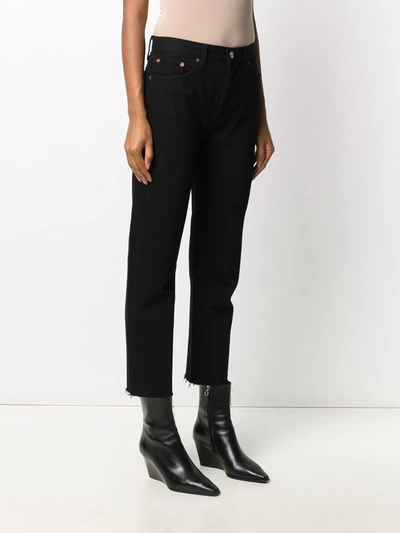 Shop Re/done High Rise Pipe Jeans In Black