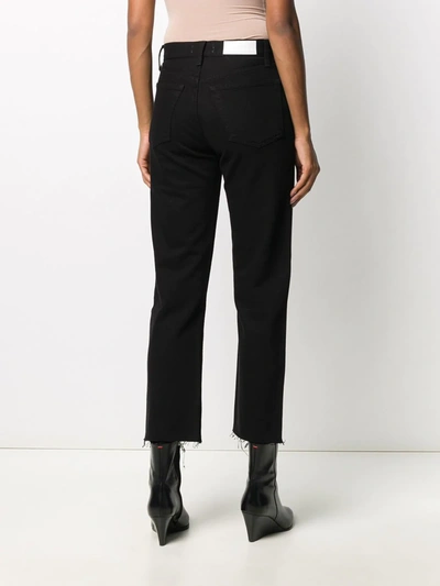 Shop Re/done High Rise Pipe Jeans In Black