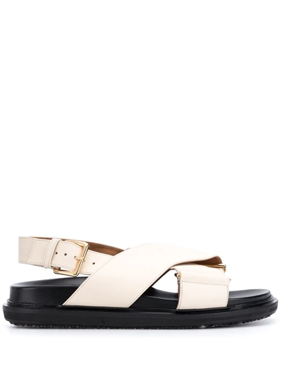 Marni 20mm Fussbett Leather Sandals In White,black