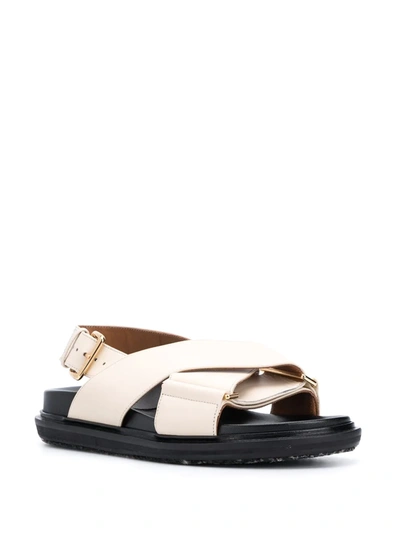 Marni 20mm Fussbett Leather Sandals In White,black