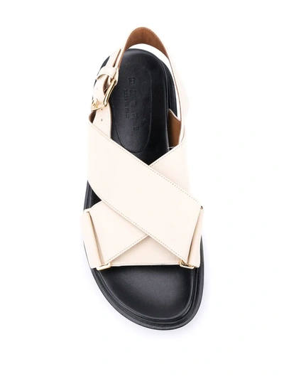 Shop Marni Fussbet Criss-cross Sandals In Neutrals