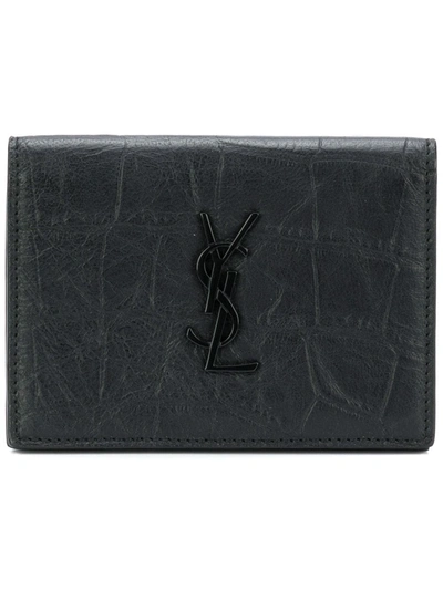 Saint Laurent Monogram Leather Card Case - Black