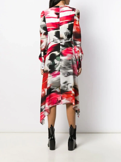 Shop Alexander Mcqueen Abstract Print Shirt Dress In Red