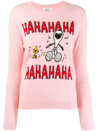 Shop Chinti & Parker Snoopy Intarsia Jumper In Pink