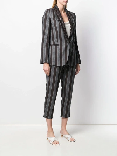 Shop Brunello Cucinelli Striped Trouser Suit In Black