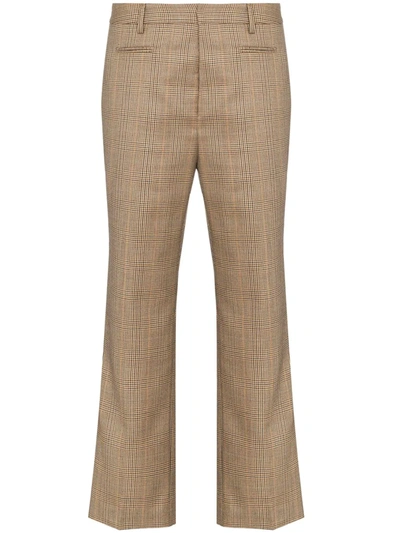 Shop R13 Checked Cropped Trousers In Brown