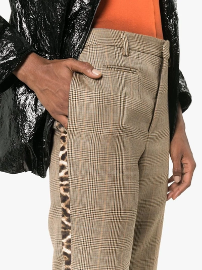 Shop R13 Checked Cropped Trousers In Brown