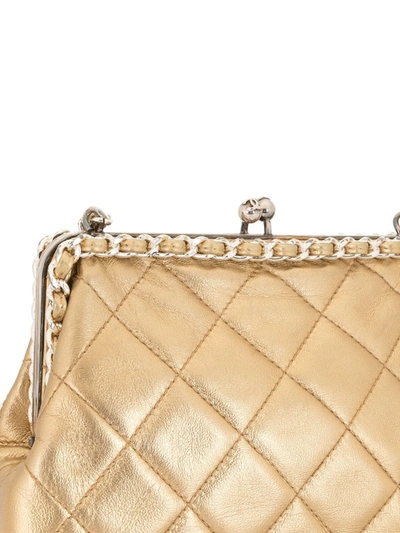 Pre-owned Chanel 1995 Diamond Quilted Chain Crossbody Bag In Gold