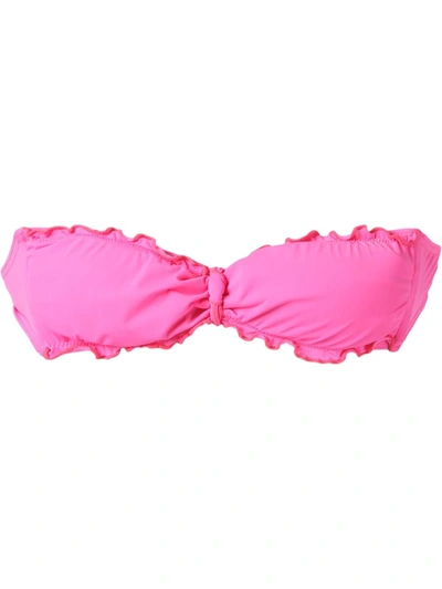 Shop Amir Slama Ruffled Trim Bandeau Bikini Top In Pink
