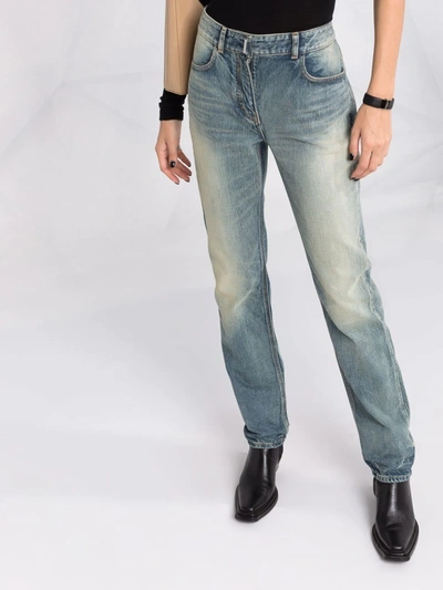 Shop Givenchy Stonewashed Straight-leg Jeans In Blue