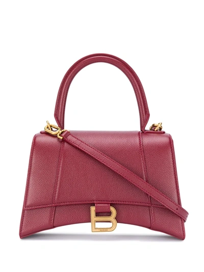 Shop Balenciaga Small Hourglass Top-handle Bag In Red