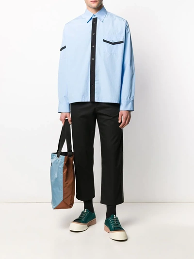 Shop Marni Contrast Piped Trim Shirt In Blue