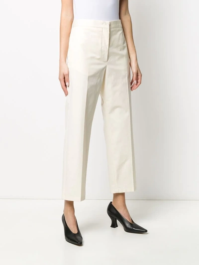 Shop Jil Sander Lang Cropped Straight-leg Trousers In Neutrals