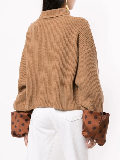 Shop Jejia Polka-dot Trim Jumper In Brown