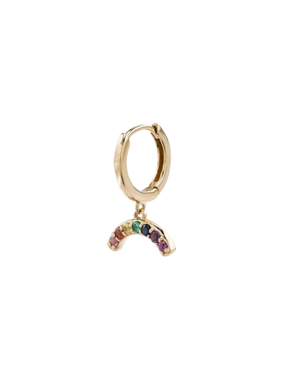 Shop Andrea Fohrman Rainbow Sapphire Hoop Single Earring In Gold