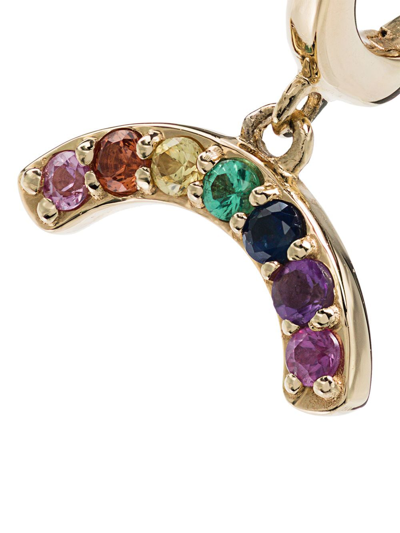 Shop Andrea Fohrman Rainbow Sapphire Hoop Single Earring In Gold