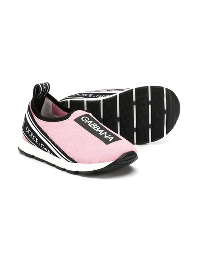 Dolce & Gabbana Sorrento Logo-tape Slip-on Sneakers In Pink