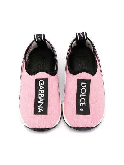 Shop Dolce & Gabbana Sorrento Logo-tape Slip-on Sneakers In Pink
