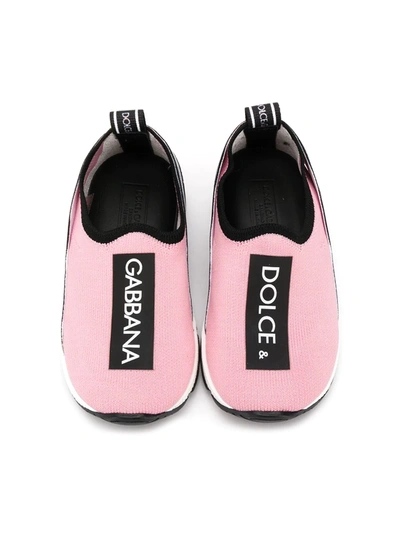 Dolce & Gabbana Sorrento Logo-tape Slip-on Sneakers In Pink