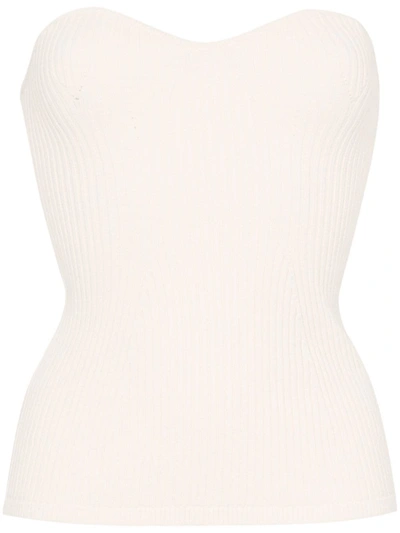 Shop Khaite Lucie Ribbed Knit Top In White