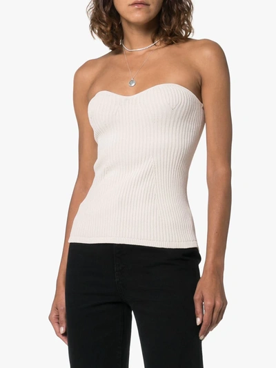 Shop Khaite Lucie Ribbed Knit Top In White