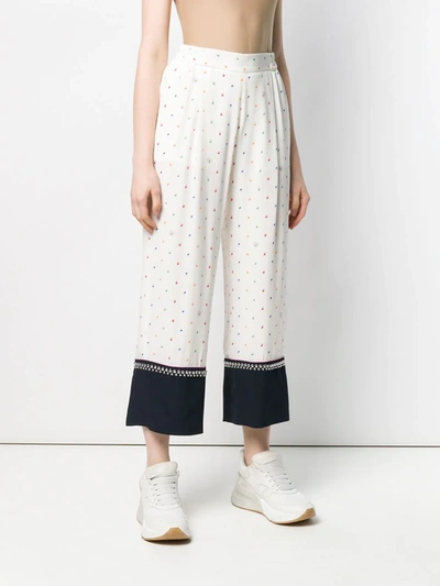 Shop Stella Mccartney Printed Studded Trousers In White