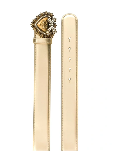 Shop Dolce & Gabbana Devotion Leather Belt In Gold