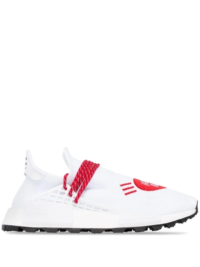 Estación de policía esférico Retener Adidas Originals By Pharrell Williams Adidas Originals X Pharrell Williams  White And Red Human Made Edition Hu Nmd Sneakers | ModeSens