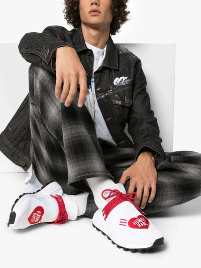 Shop Adidas Originals By Pharrell Williams X Pharrell Hu Nmd Human Made "white/red" Sneakers