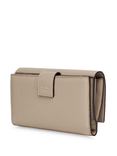 Shop Fendi Twist-lock Continental Wallet In Neutrals