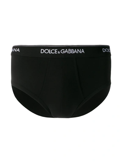 Shop Dolce & Gabbana Brando Logo-waistband Briefs (pack Of Two) In Black