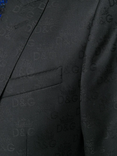Shop Dolce & Gabbana Logo Intarsia Blazer In Black