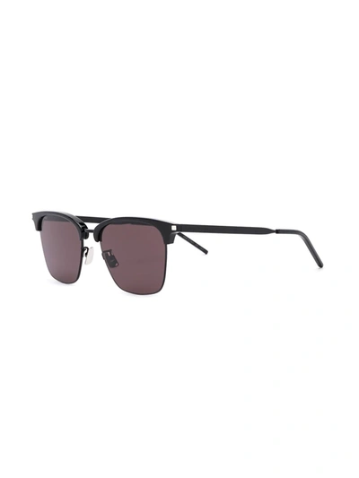 Shop Saint Laurent Half Rim Sunglasses In Black